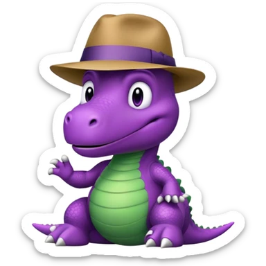 Barney the dinosaur tips fedora sticker
