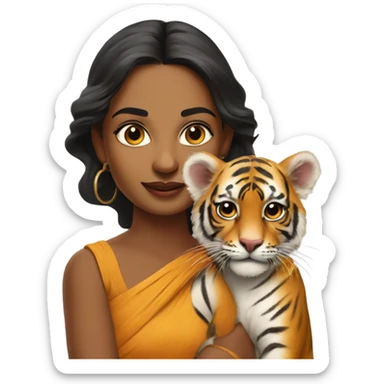 South Indian supermodel with tiger cub  sticker