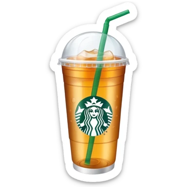 Soft drink in plastic cup (like Starbucks Cup), no logo, closed top. sticker