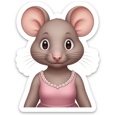 A beady eyes beautiful female rat wearing a dress with rosy cheeks sticker