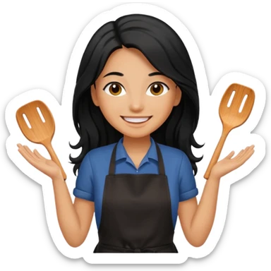 Hold. Women painting smilling tablier black hair sticker