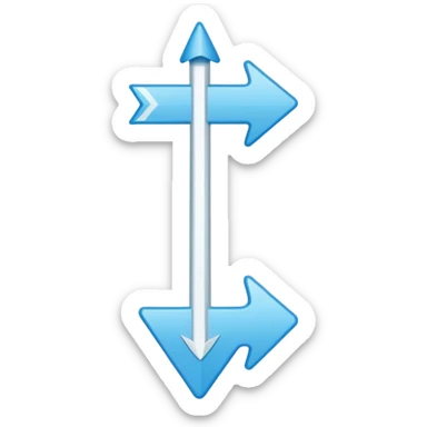 Extremely simplistic white arrow with light blue outline pointing. Make it like the image attached but skinnier sticker