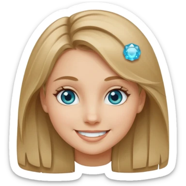girl with dark blonde hair with aquamarine eyes sticker