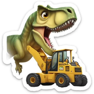 Dinosaur driving a loader sticker