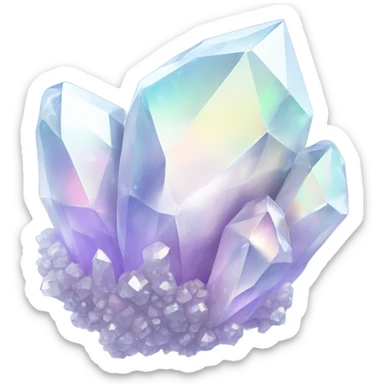White iridescent crystal cluster sticker