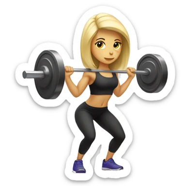 Blonde girl doing squats with barbell sticker