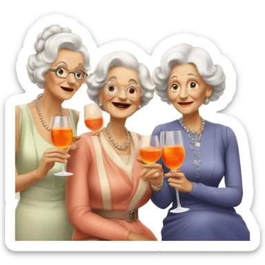 Three beautiful old ladies drinking aperol  sticker