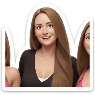 joyful girls with long hair sticker