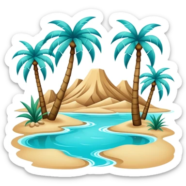 desert oasis with palm trees and water sticker