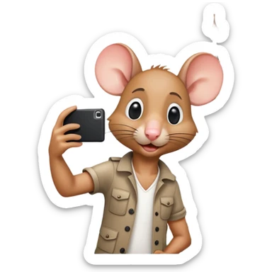 Rat tourist taking selfie in front of Eiffel Tower sticker