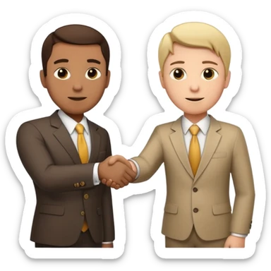 2 business people ahnd shaking close to the camera with moeny coming out of the handshake sticker