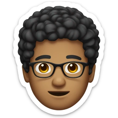 Guy with tan skin short curly black hair and a bread and glasses  sticker
