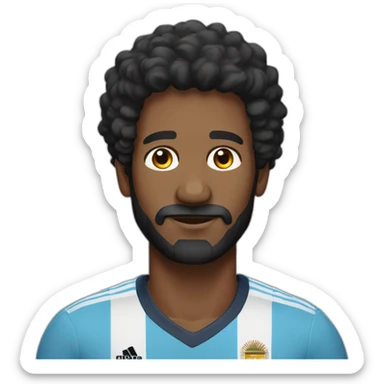 Hombre pelo negro, 32 años de edad, con camiseta argentina  sticker
