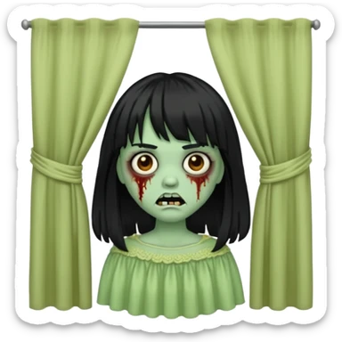 Faça uma zombie de cabelo longo preto com curtain bangs sticker