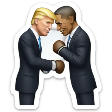 Donald trump et Barack Obama qui font de la boxe sticker