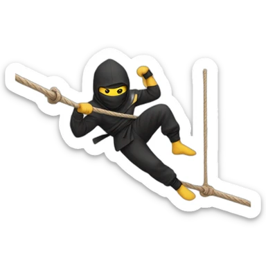 A ninja emoji balancing on a tightrope. sticker