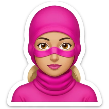 confident woman hustler wearing a bright pink balaclava, business entrepreneur, ambitious sticker