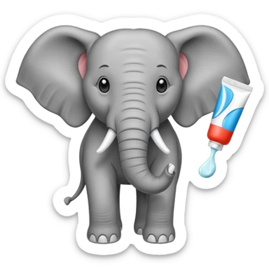 elephant with a tube of toothpaste sticker