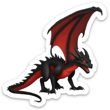 a red-black wyvern dragon with no arms  sticker