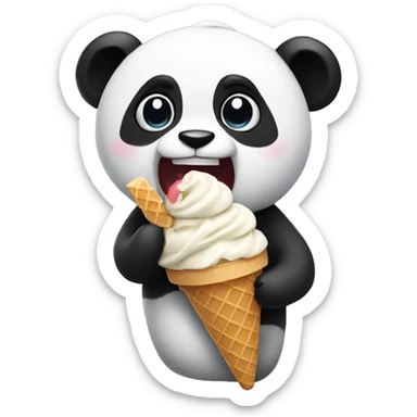 Panda eating ice cream sticker