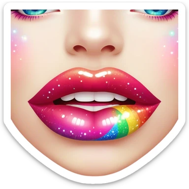 rainbow sparkles on lush lips sticker