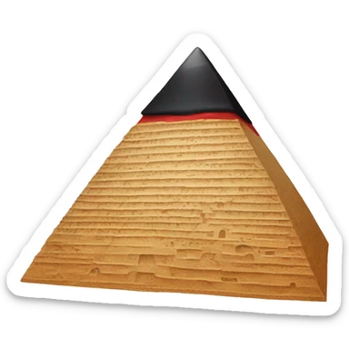 A red pyramid with a black long hat smiling with one glass on its left eye sticker
