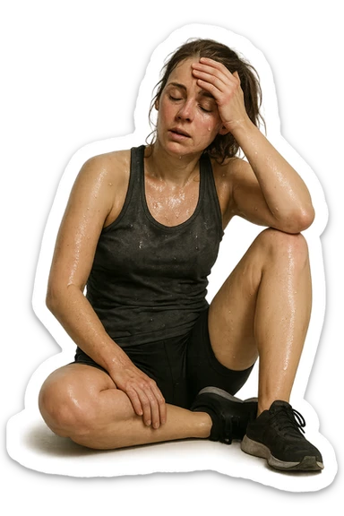 donna molto stanca dopo il workout sticker