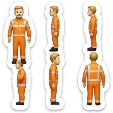 white man standing wearing orange hi visibility overalls  sticker