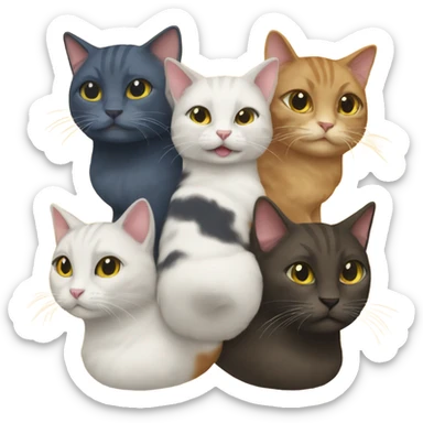 When 6 Cats Fuse Together into one stronger cat sticker