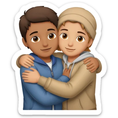 two friends hugging each other warmly sticker