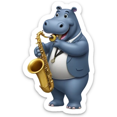 Hippo playing sax in nyc sticker