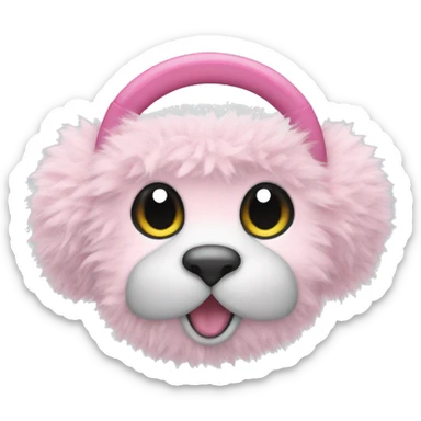 Pink fluffy ear muffs sticker