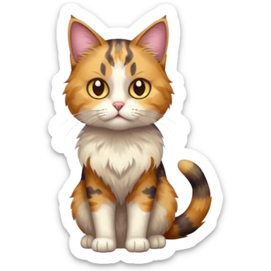 full body anxious looking colourful light calico tabby cat with hazel eyes sticker