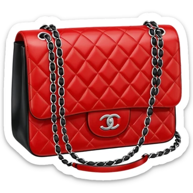 chanel red and black color bag sticker