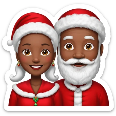 Black Santa with White Mrs. Santa sticker