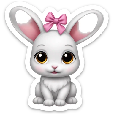 Baby bunny with coquette bow on ear sticker