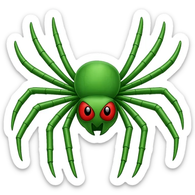 Make the spider green in the style of apple emojis with no background. sticker