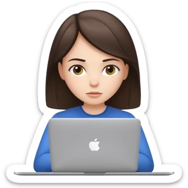 white brunette girl using laptop sticker