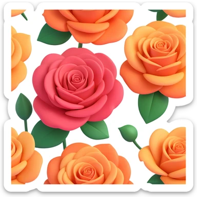 Redraw the illustration with roses in iOS 3D style: volumetric soft shapes, smooth gradients, realistic shadows, modern look like iOS icons. No text, light or transparent background. sticker
