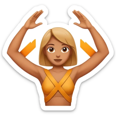 Show a person making the shape of an X with her arms sticker