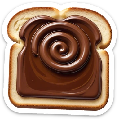 slice of bread covered in nutella sauce on top sticker