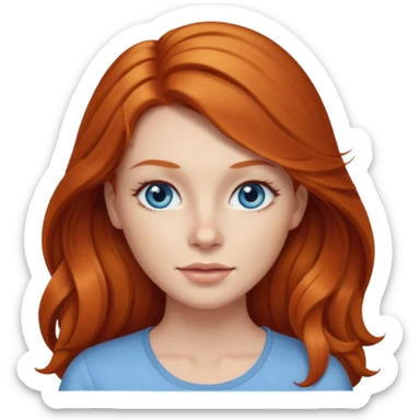 Ginger head woman with long hair and lightblue eyes sticker