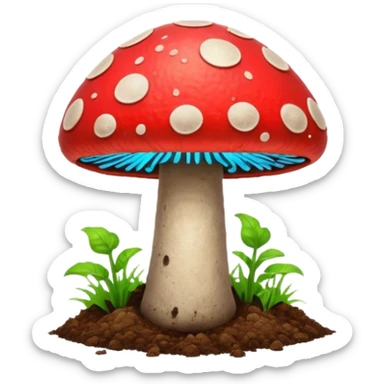 neon glowing magic mushroom with dirt sticker