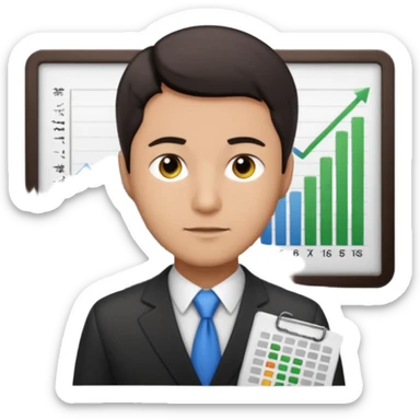 male dark short hair auditor with spreadsheet emoji sticker