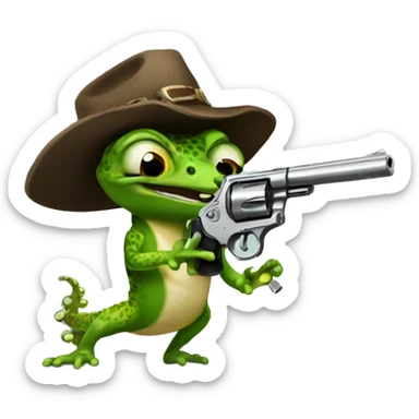 Gecko with a revolver  sticker