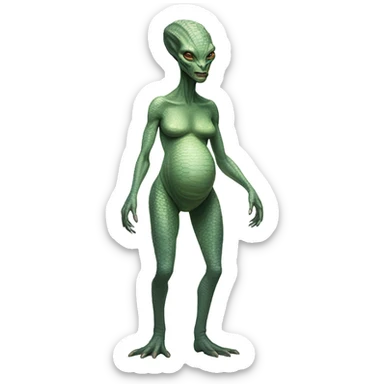 Pregnant Reptilian alien woman, full body sticker