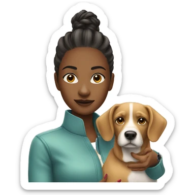 selfie of stylish girl indoors with dog  sticker