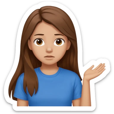 Cute girl with long brown hair and blue t shirt who is chocked sticker