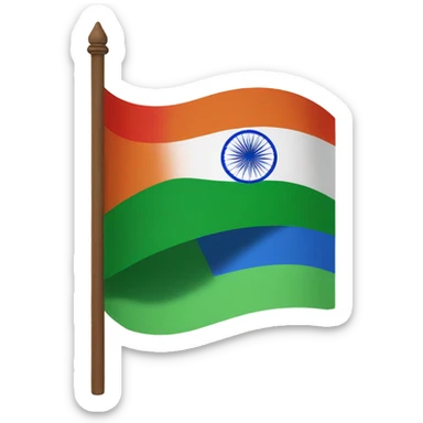 A flag split in two colours - top colour blue, botton colour green and in the middle the wheel of indian flag in colour red sticker
