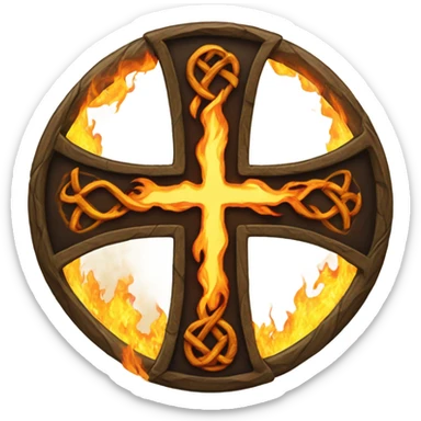 Earth on fire on top of Celtic cross sticker